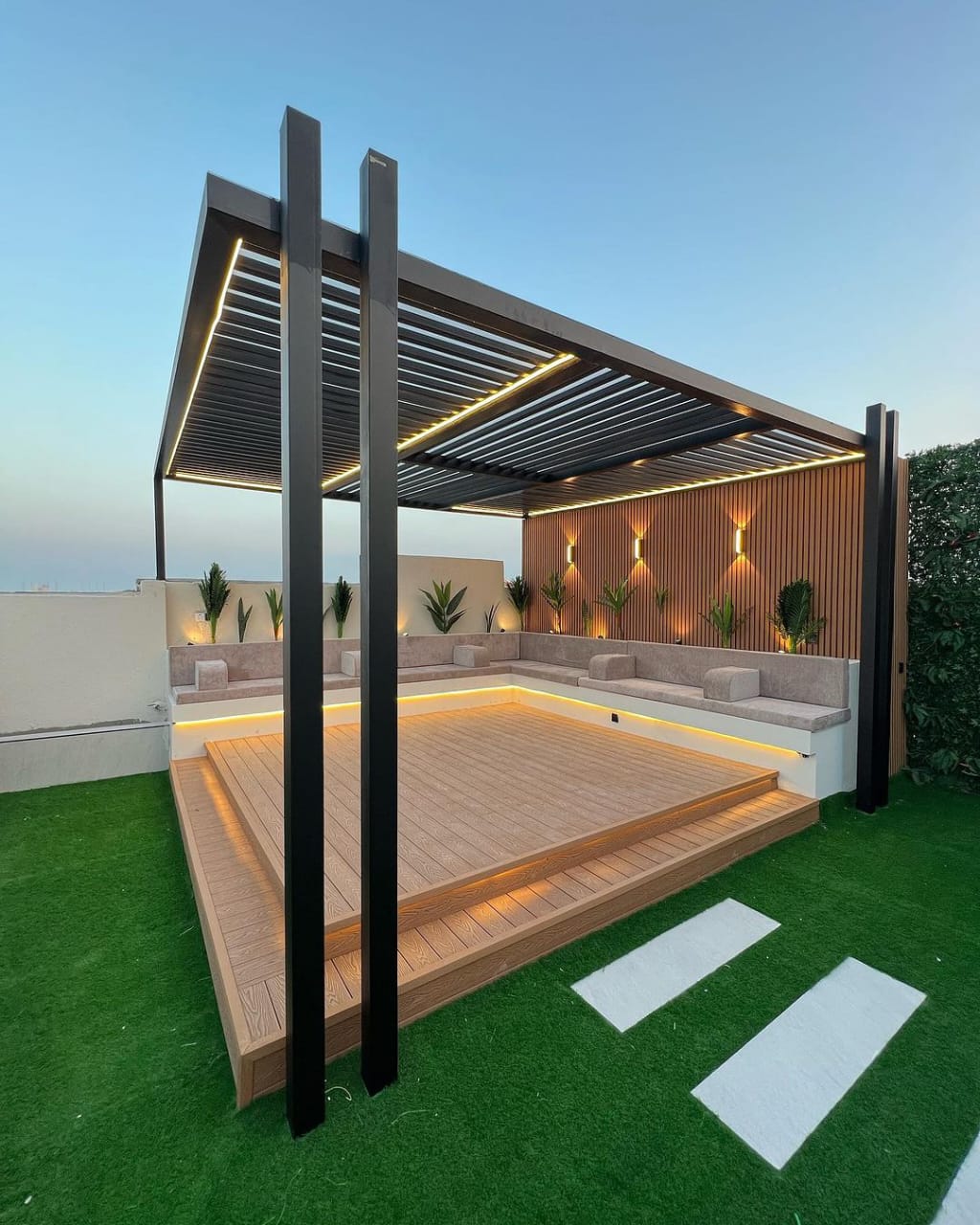 تنسيق حديقة فيلا فخمة، تصميم عصري